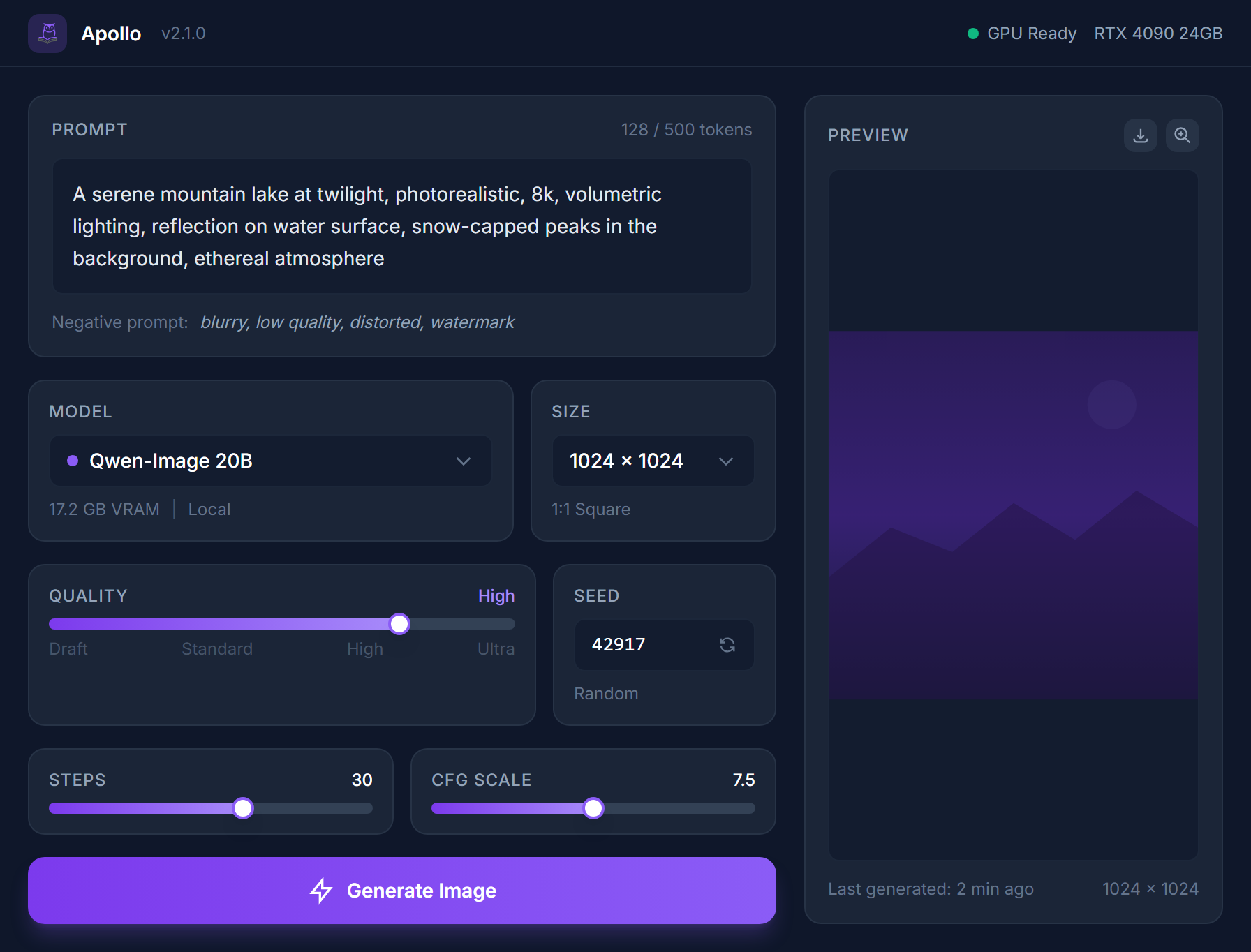 Prompt editor: text-to-image generation interface